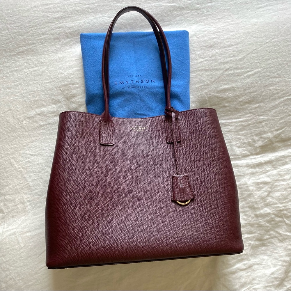Smythson Panama Ciappa Business Bag in Burgundy
